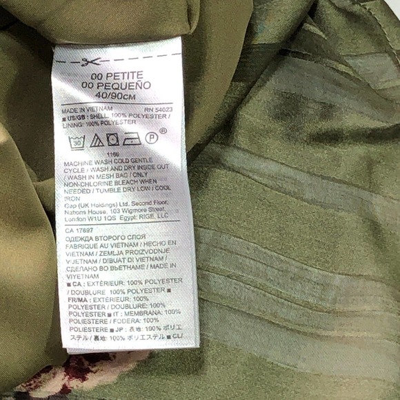 Banana Republic Size 00P Petite Lucia Apron Floral Patio Maxi Dress Zip Green - Picture 10 of 11